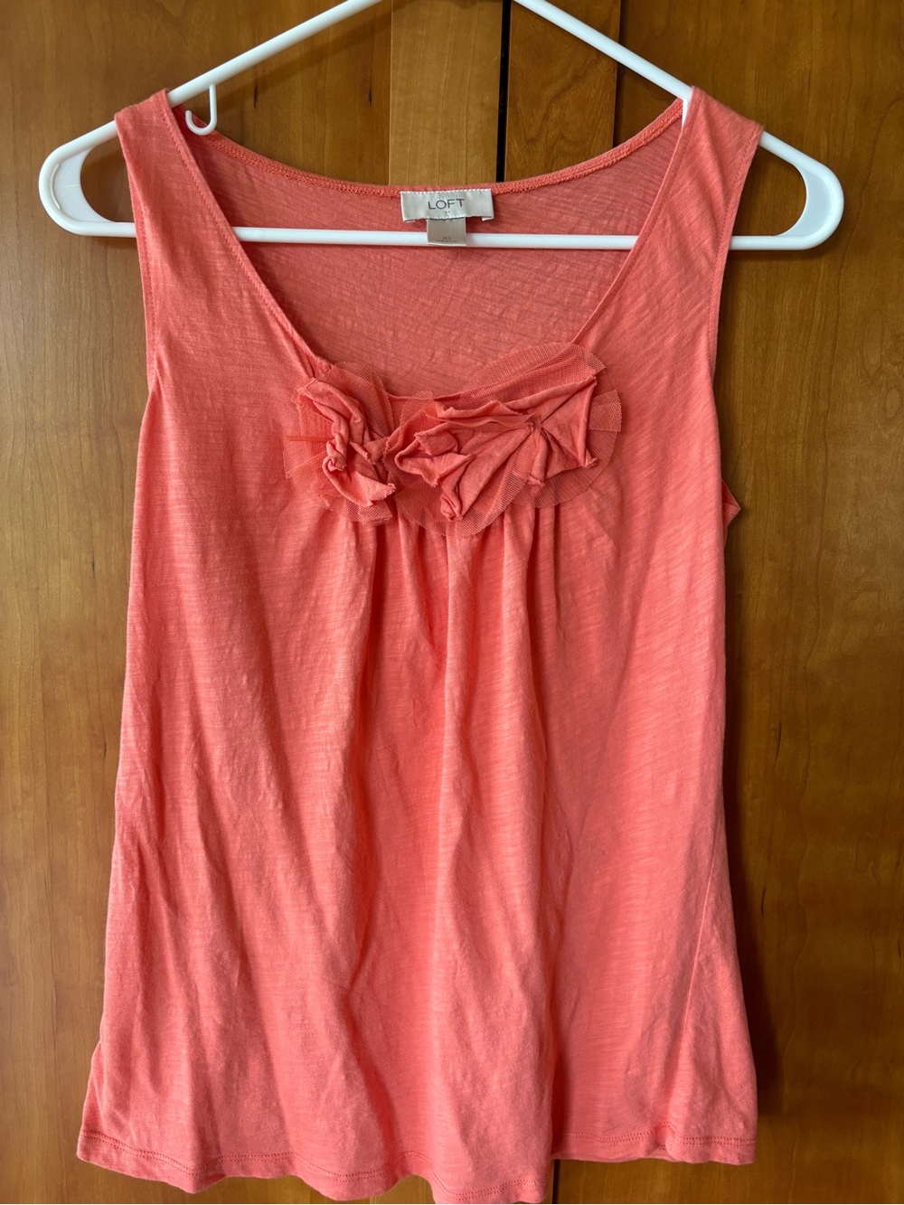 LOFT Coral Ruffle-Accent Sleeveless Tank